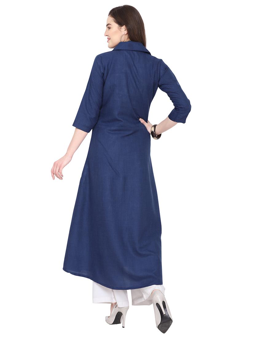 solid a-line kurta - 17241960 - Zoom Image - 3