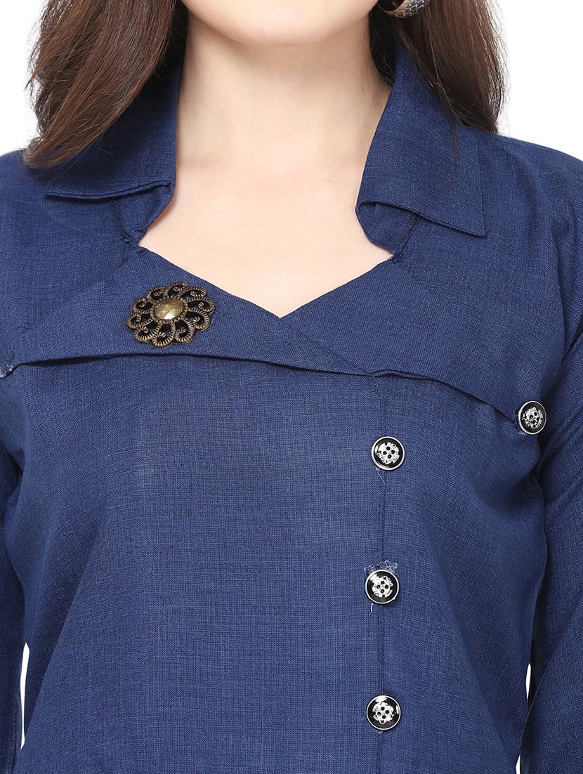 solid a-line kurta - 17241960 - Zoom Image - 4