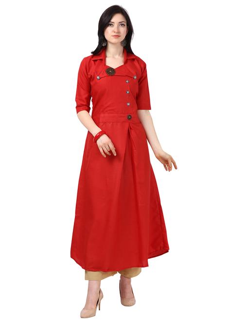 solid a-line kurta - 17241961 - Standard Image - 1