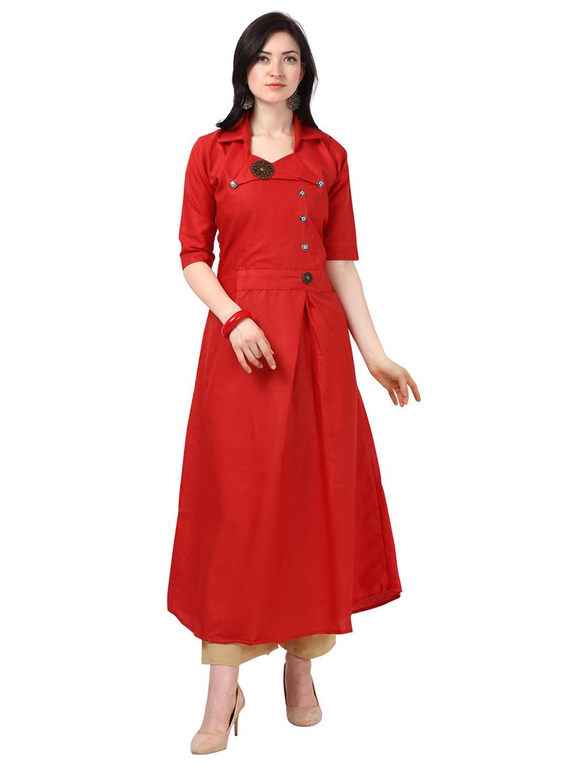 solid a-line kurta - 17241961 - Zoom Image - 1