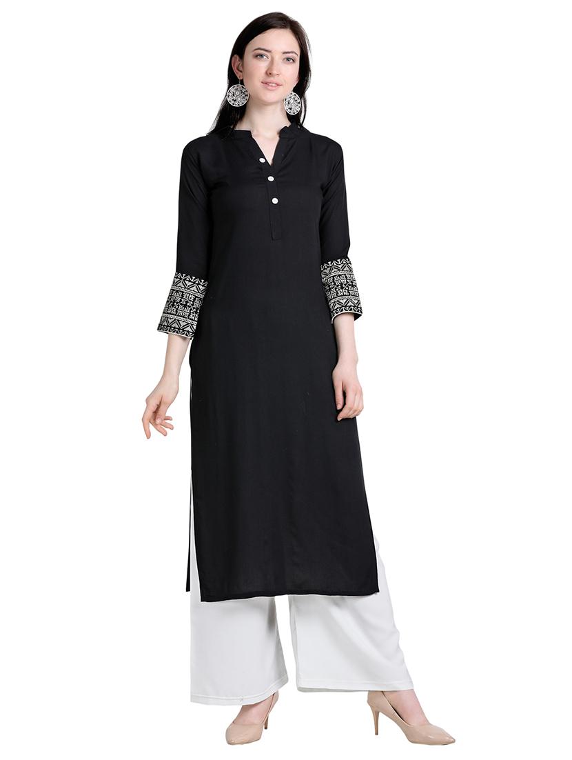 solid straight kurta - 17242049 - Zoom Image - 1