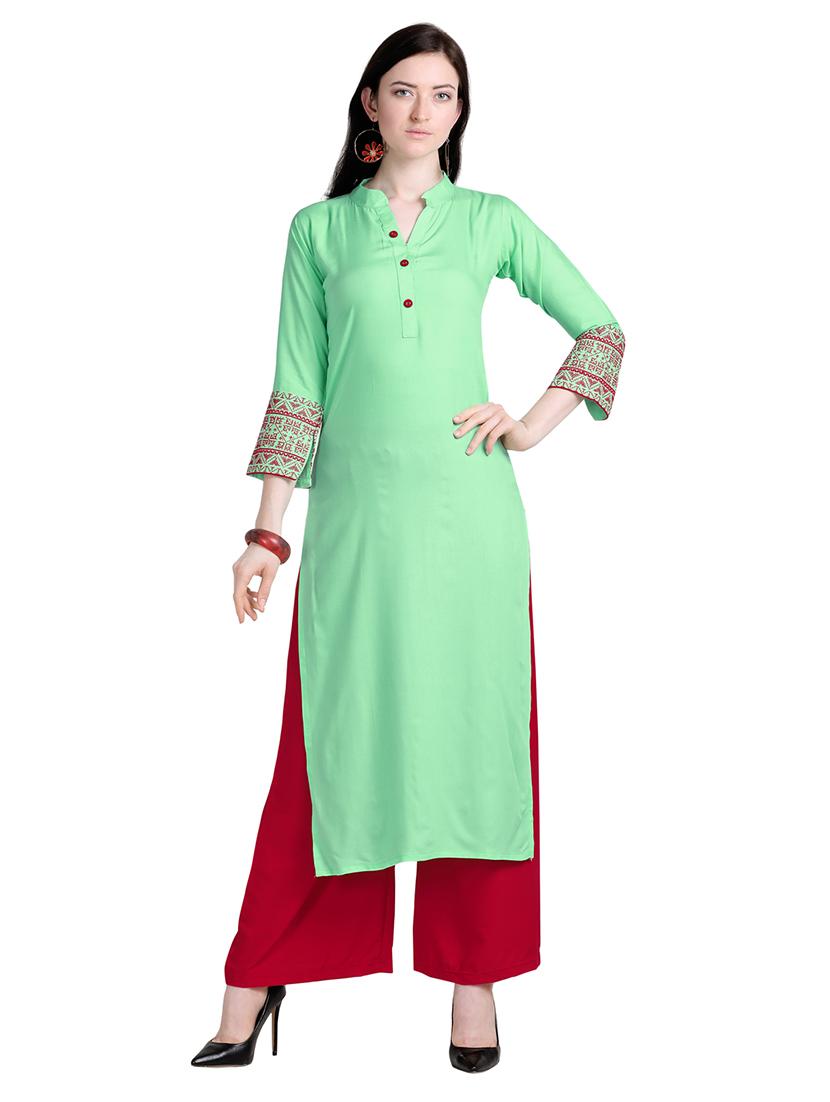 solid straight kurta - 17242050 - Zoom Image - 1