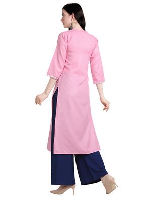 mirror work solid straight kurta - 17242057 - Standard Image - 3