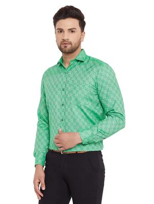 green self design formal shirt - 17242201 - Standard Image - 2