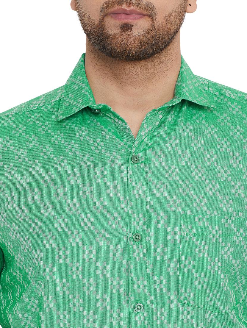 green self design formal shirt - 17242201 - Zoom Image - 5