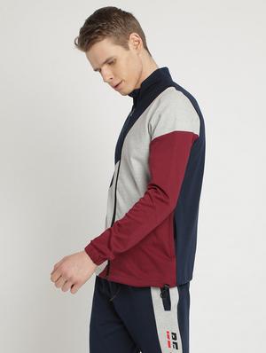 navy blue printed color block sweatshirt - 17242682 - Standard Image - 2