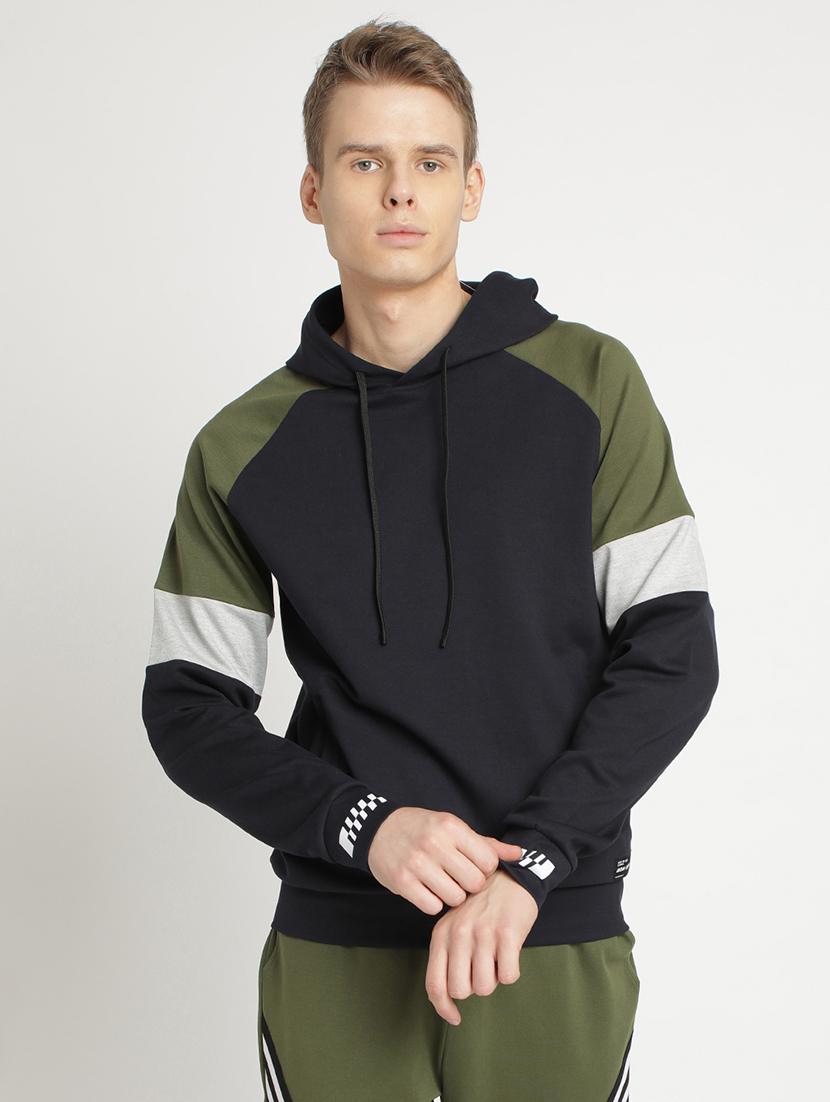 navy blue color block raglan sweatshirt - 17242684 - Zoom Image - 1