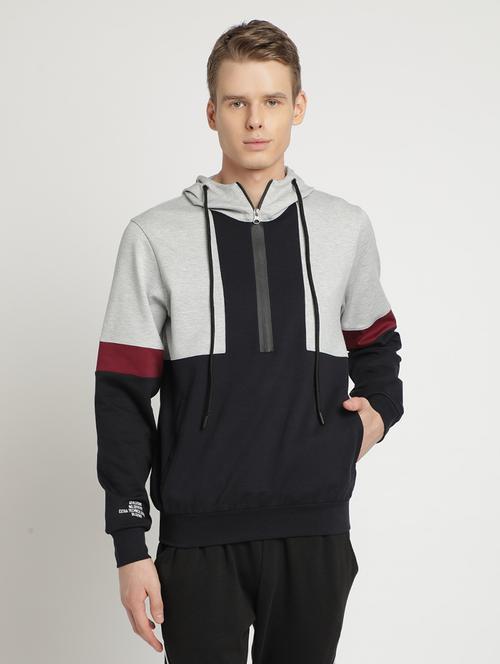 grey color block sweatshirt - 17242687 - Standard Image - 1