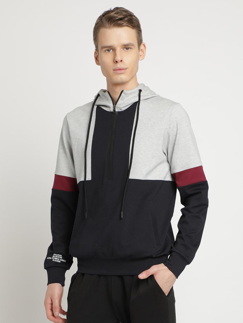 grey color block sweatshirt - 17242687 - Zoom Image - 2