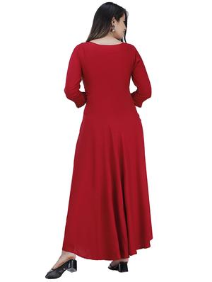 maroon rayon maxi dress - 17242787 - Standard Image - 3