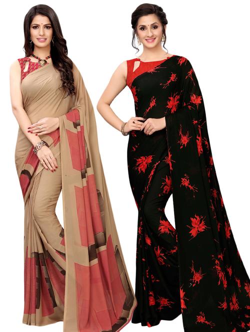 set of 2 pcs saree with blouse - 17242915 - Standard Image - 1
