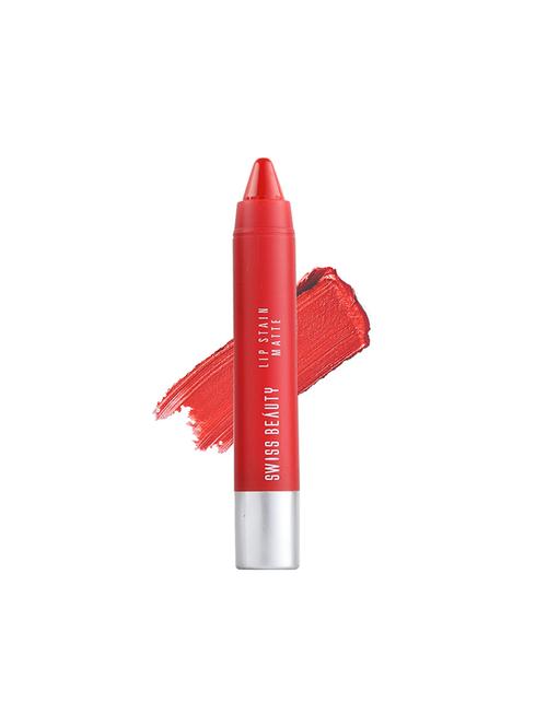 swiss beauty lip stain matte lipstick - 208 orange red - 17244322 - Standard Image - 1