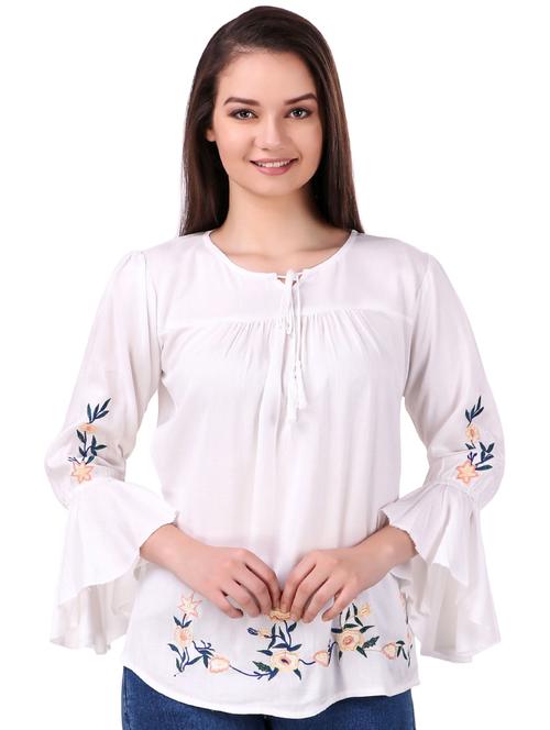 embroidered detail bell sleeved top - 17244809 - Very Small Image - 1