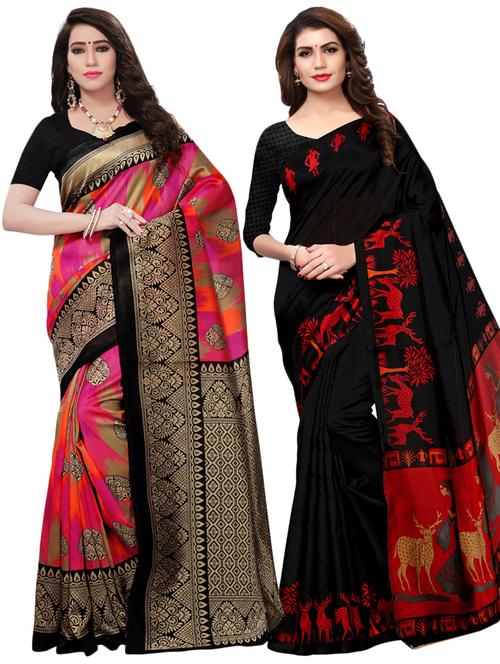 set of 2 pcs saree with blouse - 17244875 - Standard Image - 1
