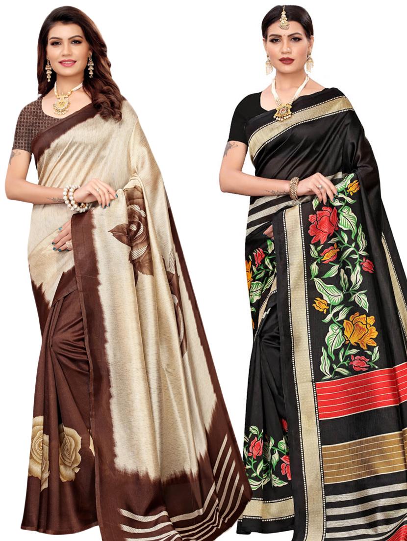 set of 2 pcs combos saree with blouse - 17244889 - Zoom Image - 1