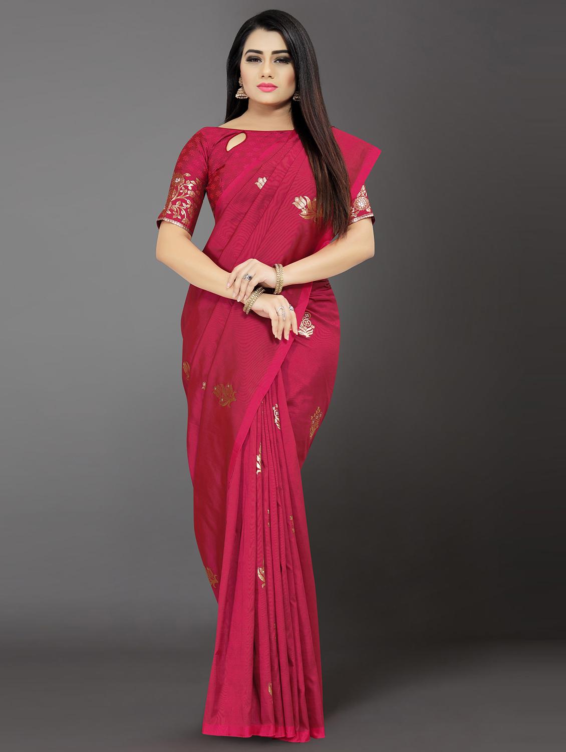 self design banarasi saree with blouse - 17245029 - Zoom Image - 1