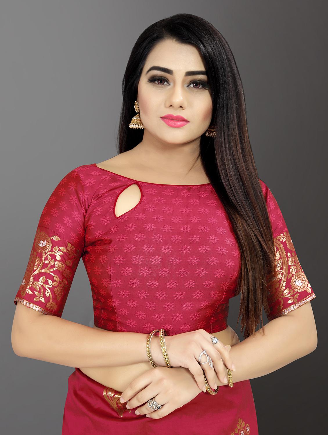 self design banarasi saree with blouse - 17245029 - Zoom Image - 3