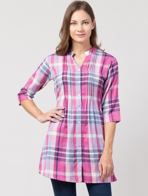mandarin neck shirt tunic - 17245074 - Standard Image - 1