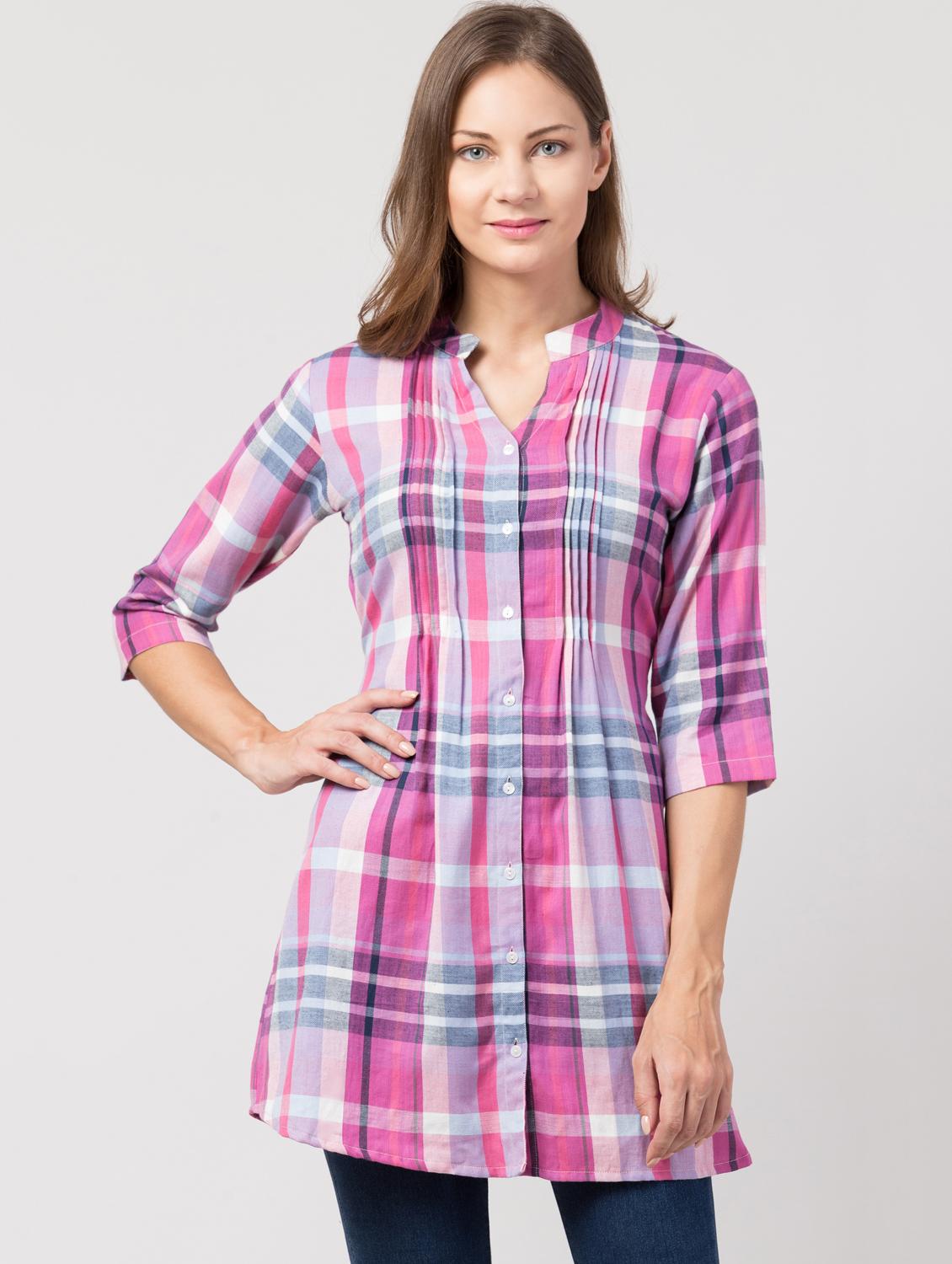 mandarin neck shirt tunic - 17245074 - Zoom Image - 1