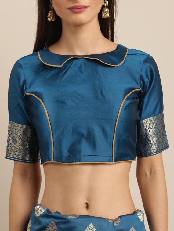 self design banarasi saree with blouse - 17245601 - Zoom Image - 3