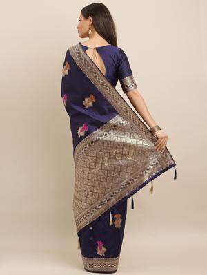 self design banarasi saree with blouse - 17245606 - Standard Image - 2