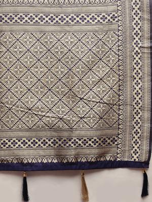 self design banarasi saree with blouse - 17245606 - Standard Image - 4
