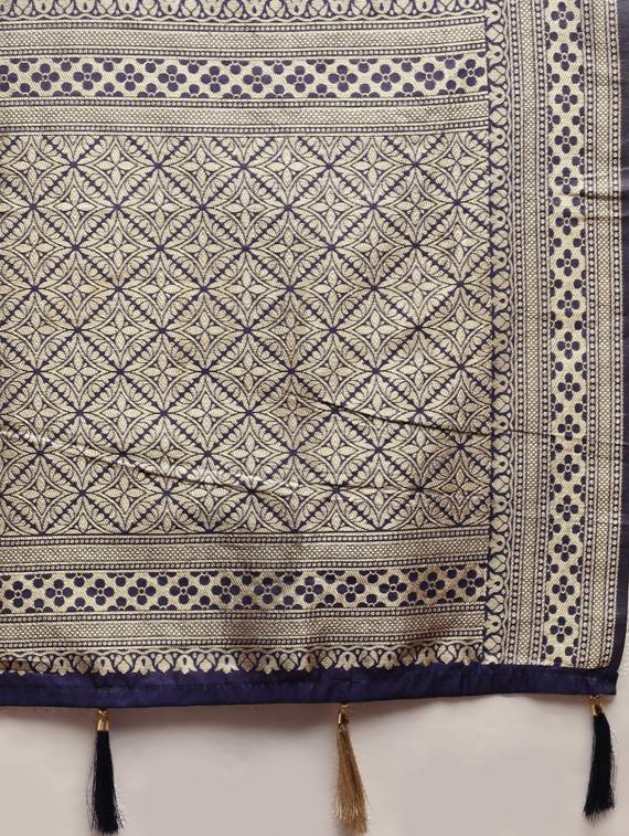 self design banarasi saree with blouse - 17245606 - Zoom Image - 4
