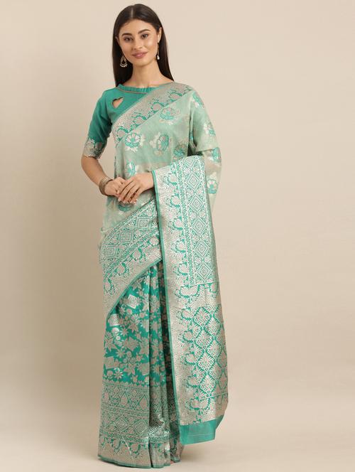 self design banarasi saree with blouse - 17245612 - Standard Image - 1