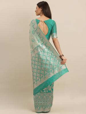 self design banarasi saree with blouse - 17245612 - Standard Image - 2