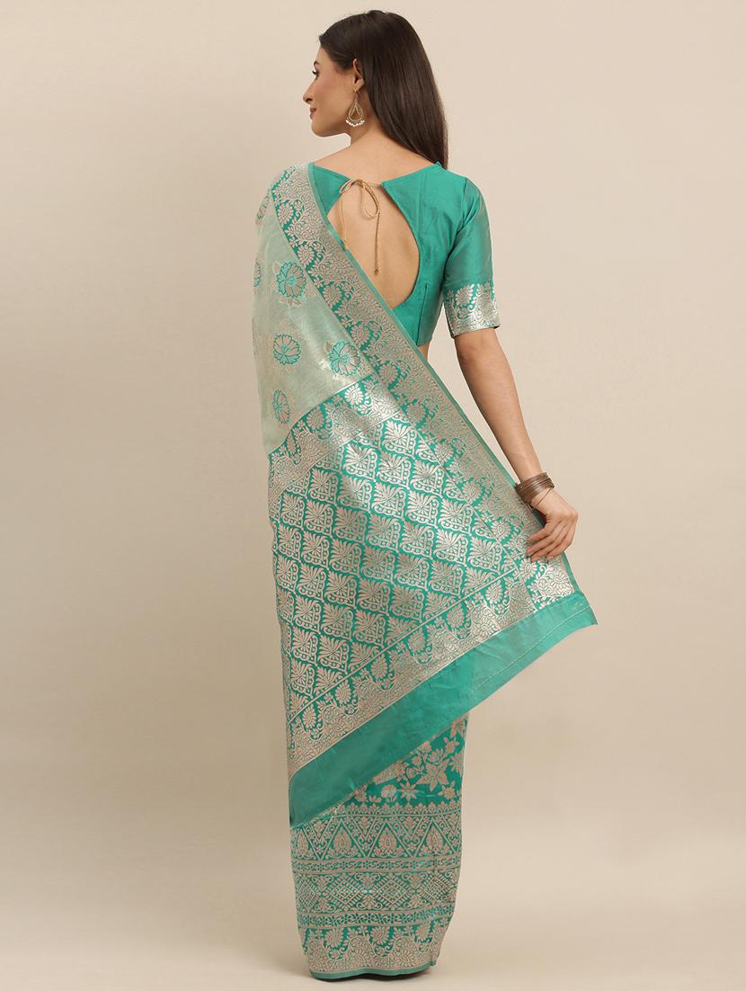 self design banarasi saree with blouse - 17245612 - Zoom Image - 2