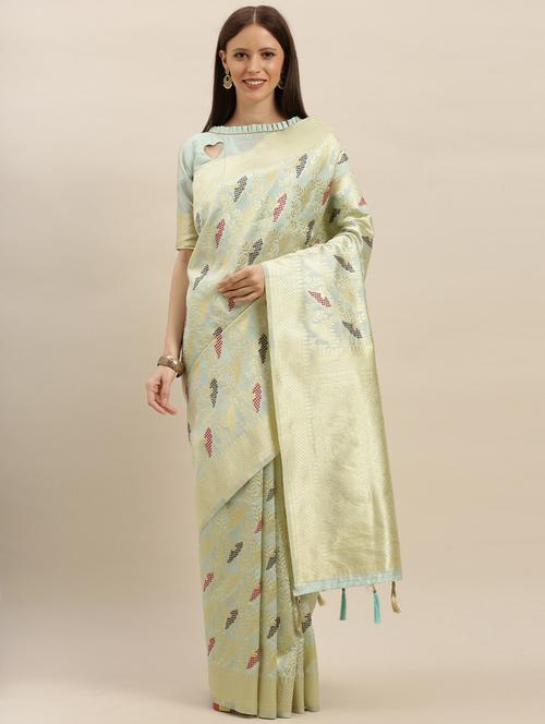 self design banarasi saree with blouse - 17245624 - Standard Image - 1