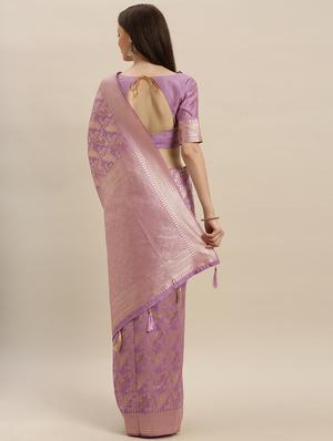 floral banarasi saree with blouse - 17245626 - Standard Image - 2