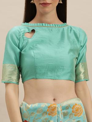 floral banarasi saree with blouse - 17245630 - Standard Image - 3
