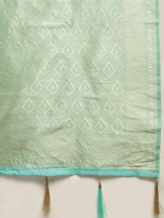 floral banarasi saree with blouse - 17245630 - Zoom Image - 4