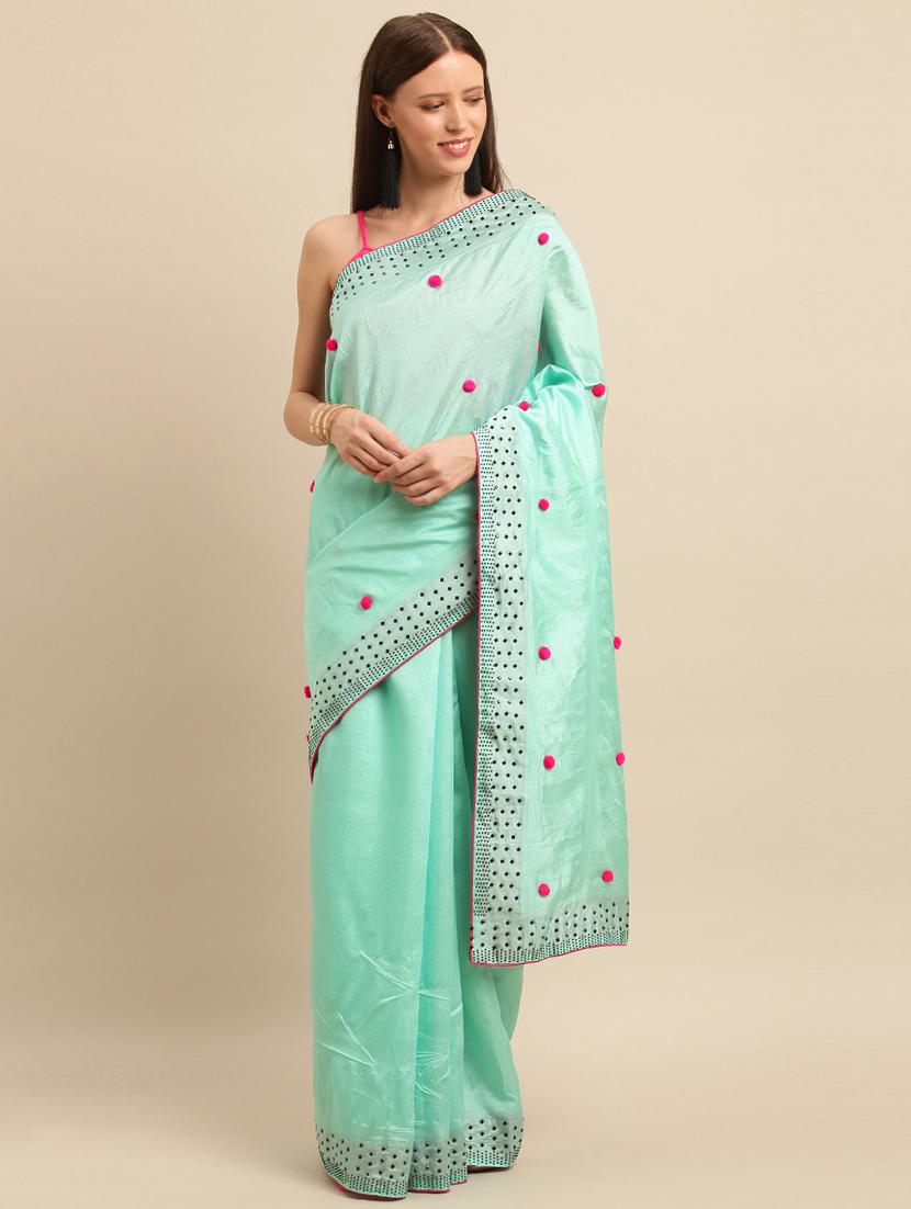 solid banarasi saree with blouse - 17245641 - Zoom Image - 1