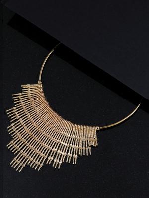 gold metal collar necklace - 17245967 - Standard Image - 2
