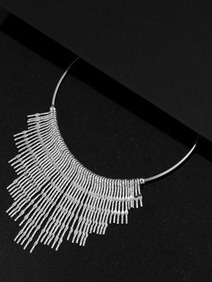 silver metal collar necklace - 17245968 - Standard Image - 2