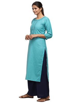 embroidered kurta palazzo set - 17246143 - Standard Image - 2