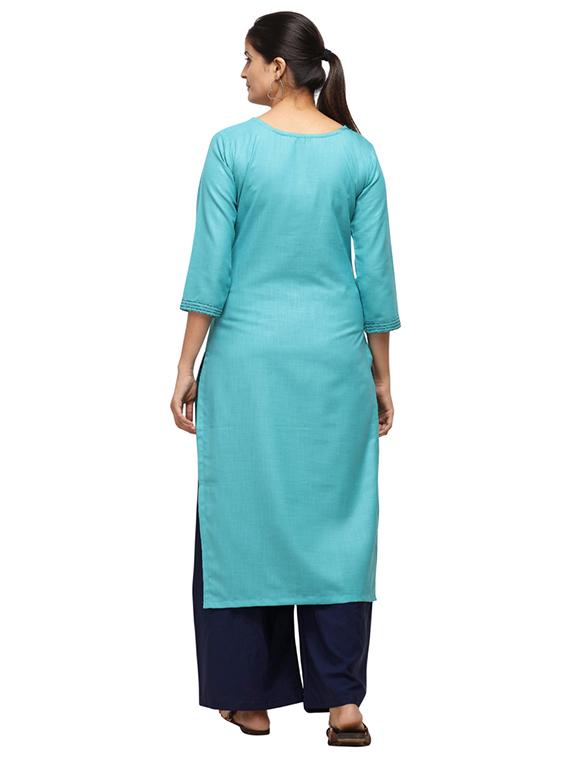 embroidered kurta palazzo set - 17246143 - Zoom Image - 3