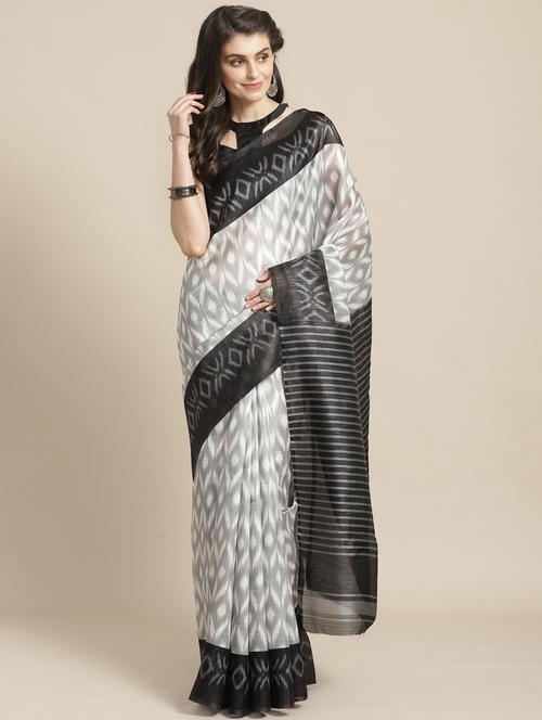 ikat printed saree with blouse - 17246493 - Standard Image - 1