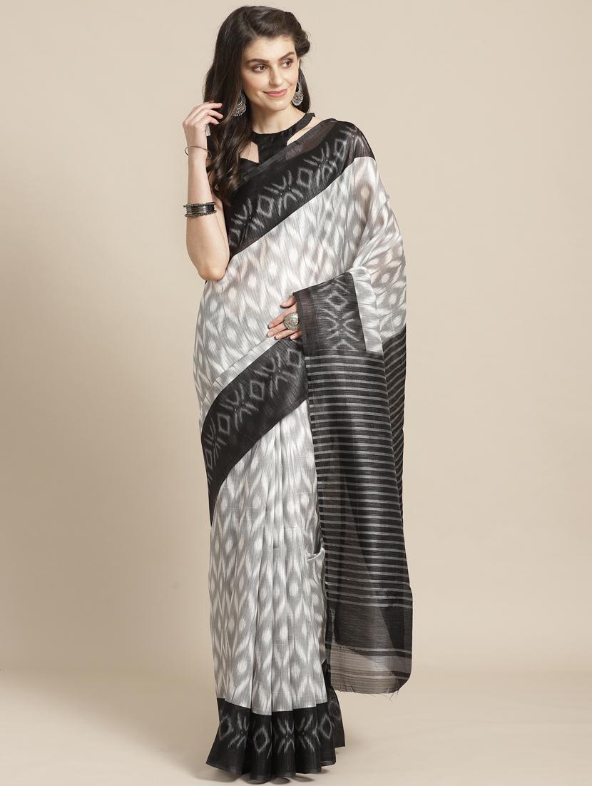 ikat printed saree with blouse - 17246493 - Zoom Image - 1
