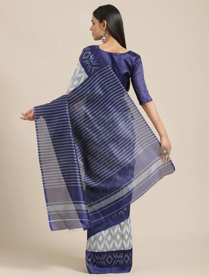 ikat printed saree with blouse - 17246495 - Standard Image - 2