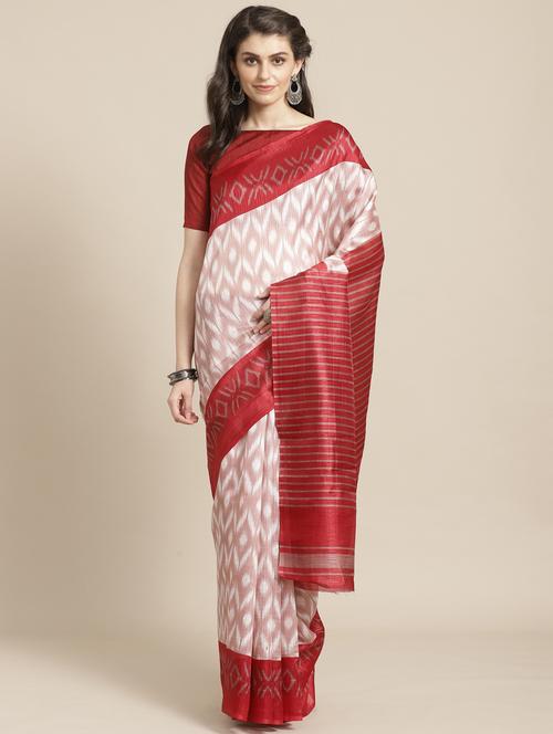 ikat printed saree with blouse - 17246496 - Standard Image - 1