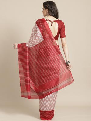 ikat printed saree with blouse - 17246496 - Standard Image - 2