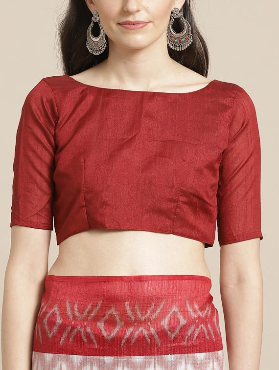 ikat printed saree with blouse - 17246496 - Zoom Image - 3
