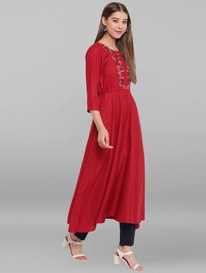 embroidered flared kurta - 17246630 - Standard Image - 3