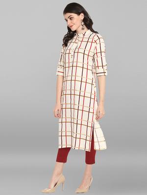checkered straight kurta - 17246631 - Standard Image - 2
