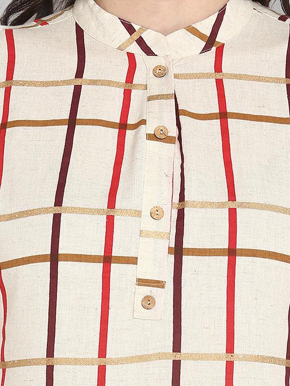 checkered straight kurta - 17246631 - Zoom Image - 5