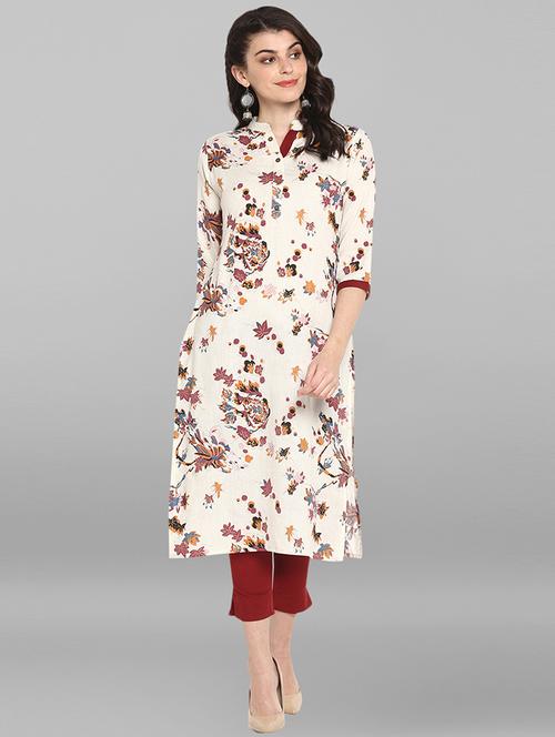 floral straight kurta - 17246632 - Standard Image - 1