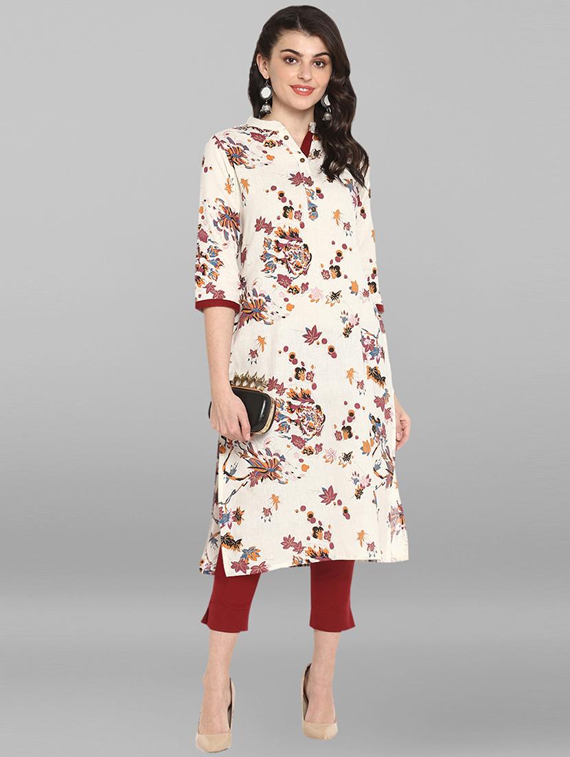 floral straight kurta - 17246632 - Zoom Image - 2